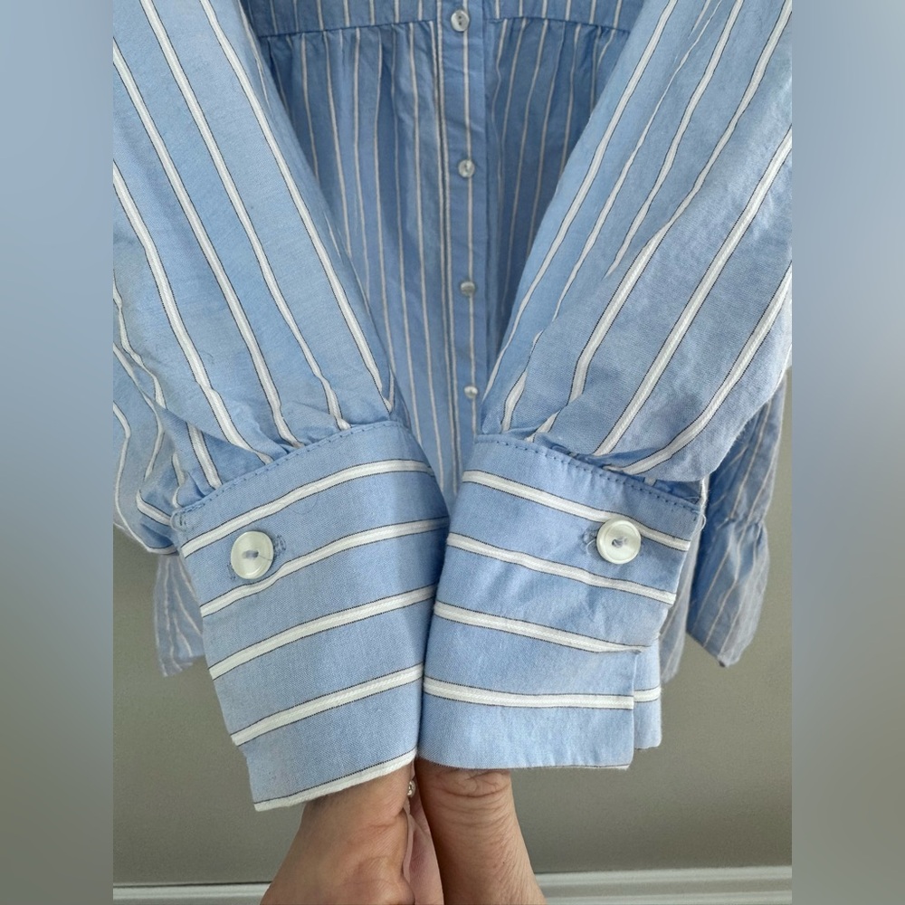 Zara blue pinstripe shirt dress tunic size Large - Picture 6 of 16